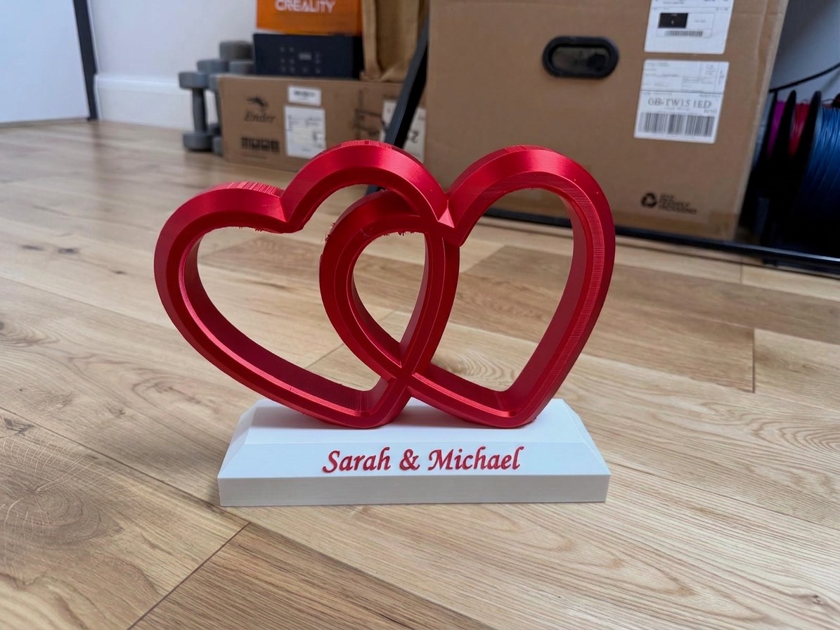 Personalised double heart name keepsake